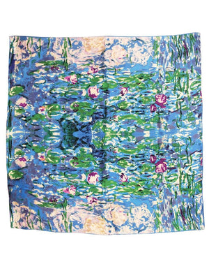 [product type] | 100% Luxury Square Silk Scarf - Claude Monet's Artwork | Dahlia