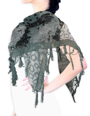 Multi Flowers Leopard Pattern Sheer Square Scarf Shawl Sarong