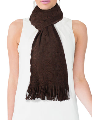 Wheat Ear Fashion Cashmere-Feel Knitted Tassel Ends Long Scarf