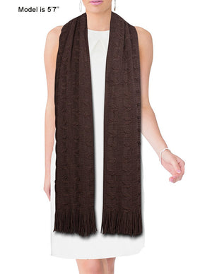 Wheat Ear Fashion Cashmere-Feel Knitted Tassel Ends Long Scarf