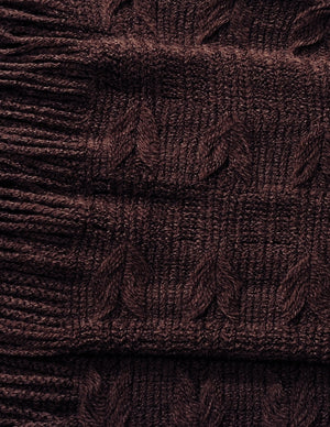 Wheat Ear Fashion Cashmere-Feel Knitted Tassel Ends Long Scarf