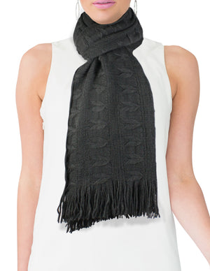 Wheat Ear Fashion Cashmere-Feel Knitted Tassel Ends Long Scarf
