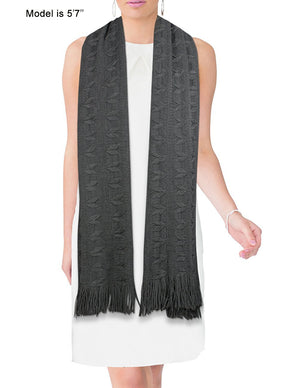 Wheat Ear Fashion Cashmere-Feel Knitted Tassel Ends Long Scarf