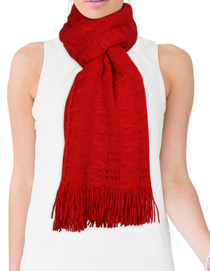 Wheat Ear Fashion Cashmere-Feel Knitted Tassel Ends Long Scarf