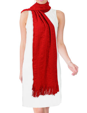 Wheat Ear Fashion Cashmere-Feel Knitted Tassel Ends Long Scarf