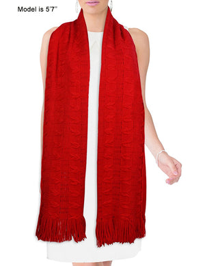 Wheat Ear Fashion Cashmere-Feel Knitted Tassel Ends Long Scarf