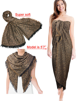 Leopard Lover Super Soft Rayon Large Square Scarf Shawl