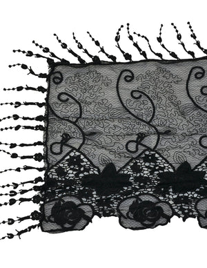 Lace Mesh Vine Flower Hand Embroidered Cotton Nylon Long Scarf