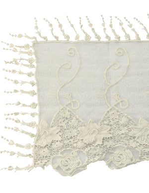 Lace Mesh Vine Flower Hand Embroidered Cotton Nylon Long Scarf