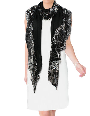Lace Flower Edge Acrylic Fashion Long Scarf
