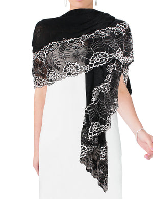 Lace Flower Edge Acrylic Fashion Long Scarf