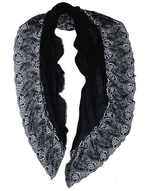 Lace Flower Edge Acrylic Fashion Long Scarf