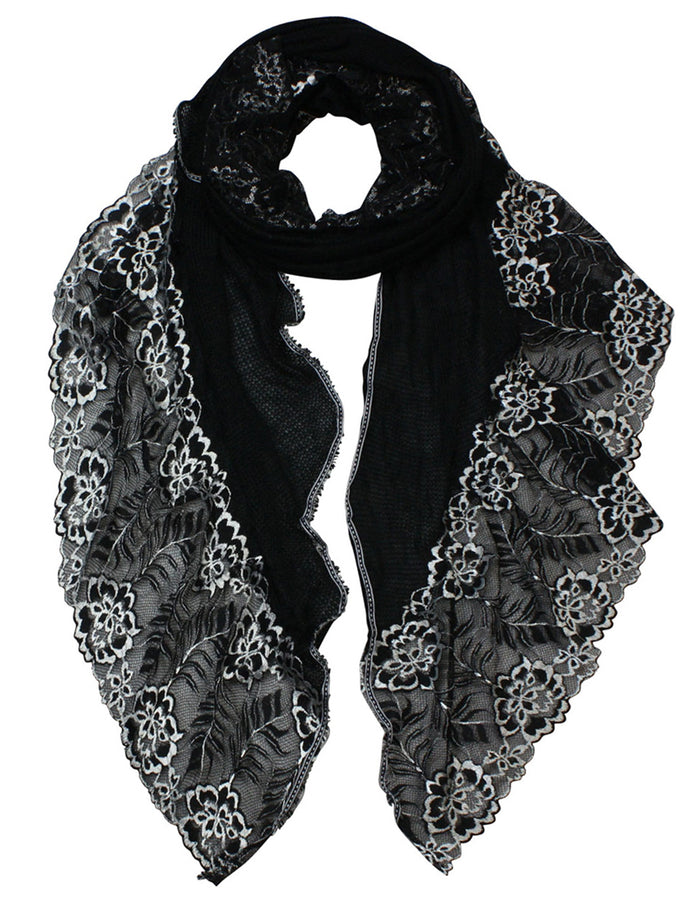 Lace Flower Edge Acrylic Fashion Long Scarf