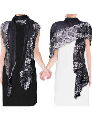 Lace Flower Edge Acrylic Fashion Long Scarf