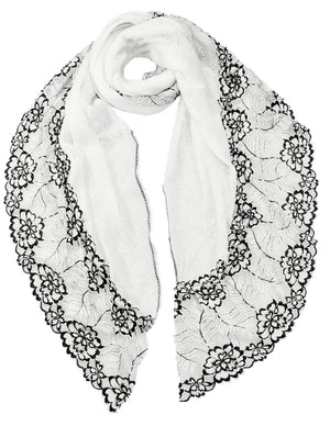 Lace Flower Edge Acrylic Fashion Long Scarf