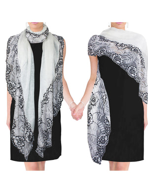 Lace Flower Edge Acrylic Fashion Long Scarf