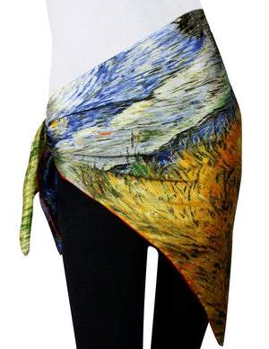 [product type] | 100% Luxury Square Silk Scarf - Van Gogh's Artwork | Dahlia