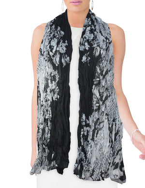 Street Style Rose Flower Leopard Print Chain Link Long Scarf