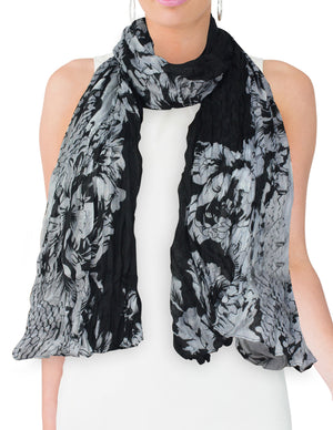 Street Style Rose Flower Leopard Print Chain Link Long Scarf
