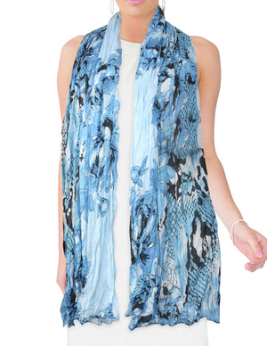 Street Style Rose Flower Leopard Print Chain Link Long Scarf