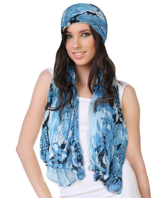 Street Style Rose Flower Leopard Print Chain Link Long Scarf
