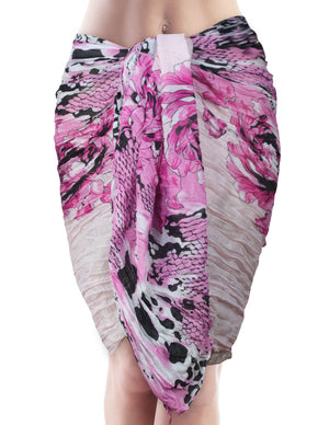 Street Style Rose Flower Leopard Print Chain Link Long Scarf