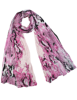 Street Style Rose Flower Leopard Print Chain Link Long Scarf