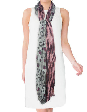 City Jungle Zebra Leopard Print Triple Layer Long Scarf Shawl