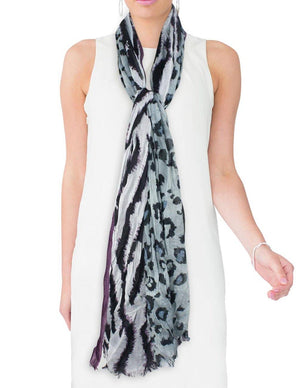 City Jungle Zebra Leopard Print Triple Layer Long Scarf Shawl
