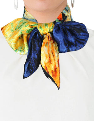 [product type] | 100% Luxury Square Silk Scarf - Van Gogh's Artwork | Dahlia