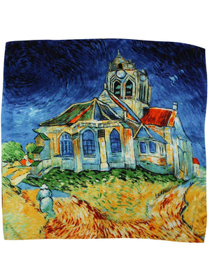 [product type] | 100% Luxury Square Silk Scarf - Van Gogh's Artwork | Dahlia