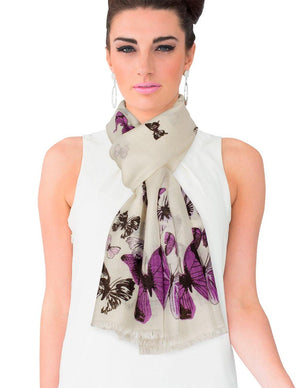 100% wool Scarfs Wraps and Shawls Dancing Butterflies - Dahlia