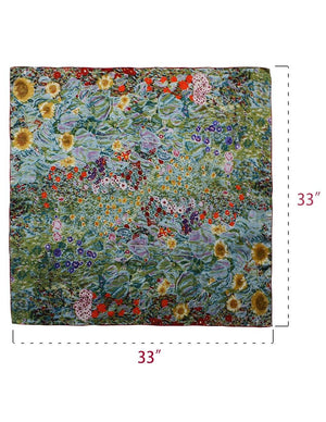 [product type] | 100% Luxury Square Silk Scarf - Gustav Klimt's Artwork | Dahlia