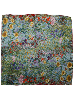 [product type] | 100% Luxury Square Silk Scarf - Gustav Klimt's Artwork | Dahlia