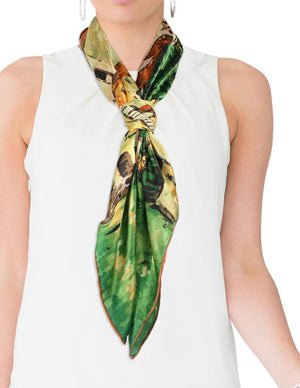 [product type] | 100% Luxury Square Silk Scarf - Gustav Klimt's Artwork | Dahlia