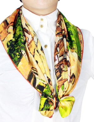 [product type] | 100% Luxury Square Silk Scarf - Gustav Klimt's Artwork | Dahlia