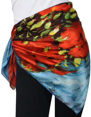 [product type] | 100% Luxury Square Silk Scarf - Van Gogh's Artwork | Dahlia