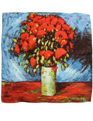 [product type] | 100% Luxury Square Silk Scarf - Van Gogh's Artwork | Dahlia