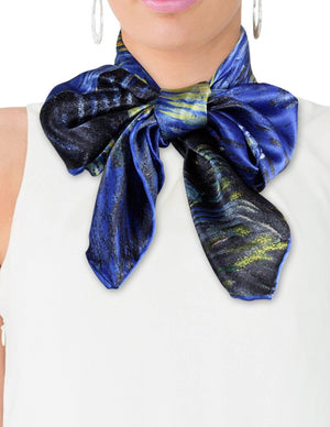 [product type] | 100% Luxury Square Silk Scarf - Van Gogh's Artwork | Dahlia