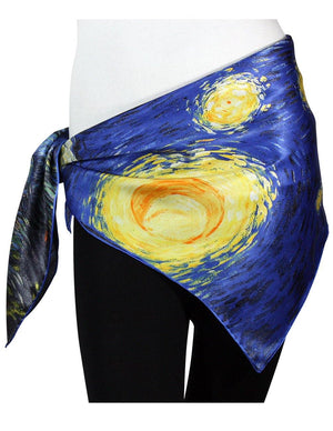 [product type] | 100% Luxury Square Silk Scarf - Van Gogh's Artwork | Dahlia