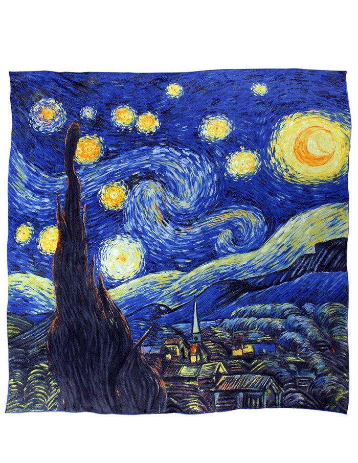 100% Luxury Square Silk Scarf - Van Gogh's Artwork