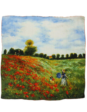 [product type] | 100% Luxury Square Silk Scarf - Claude Monet's Artwork | Dahlia