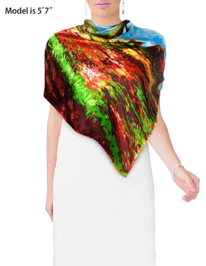 [product type] | 100% Luxury Square Silk Scarf - Claude Monet's Artwork | Dahlia