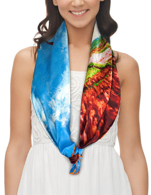 [product type] | 100% Luxury Square Silk Scarf - Claude Monet's Artwork | Dahlia