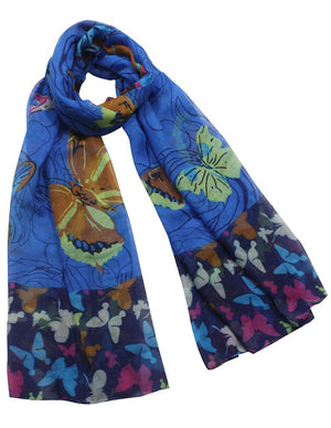 Brilliant Butterfly Rose Flower Imprint Long Scarf Shawl Sarong