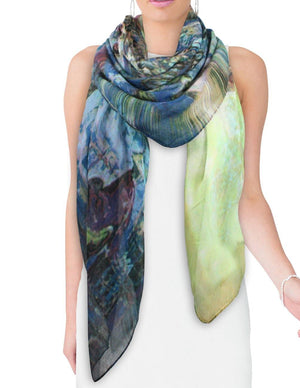 Ancient Village Life Reviving Morning Market Square Scarf Shawl - Dahlia