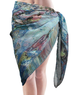 Ancient Village Life Reviving Morning Market Square Scarf Shawl - Dahlia