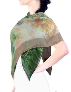 Ancient Village Life Reviving Morning Market Square Scarf Shawl - Dahlia