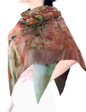 Ancient Village Life Reviving Morning Market Square Scarf Shawl - Dahlia