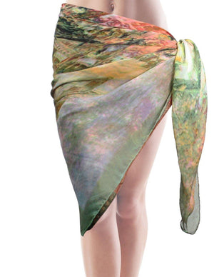 Ancient Village Life Reviving Morning Market Square Scarf Shawl - Dahlia